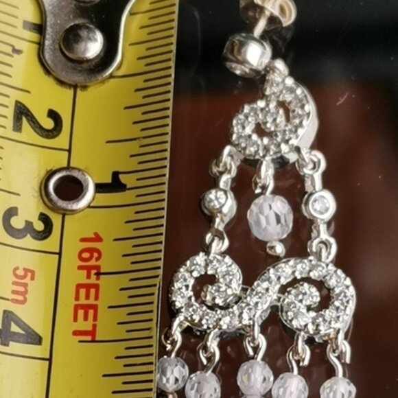 Nwt Sterling Silver CZ chandelier earrings - Picture 3 of 3